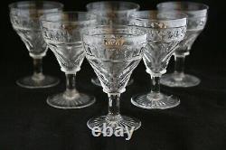 Antique Set 6 English Georgian Style Cut Crystal Wine Glasses