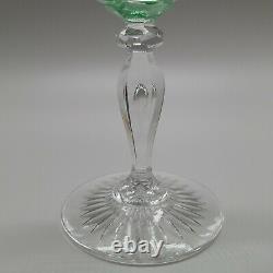 Antique Set of 8 Saint Louis Green Uranium 5 Cut Wine Glasses