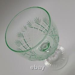 Antique Set of 8 Saint Louis Green Uranium 5 Cut Wine Glasses