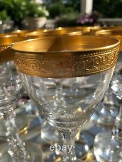 Antique Set of Tiffin Gold Encrusted Wine Goblets Set of 8