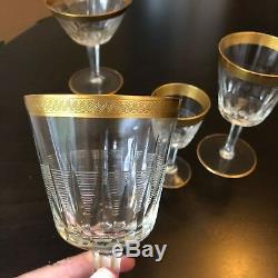 Antique Tiffin Gold Rim Etched Wine Cocktail Glasses Set of 60