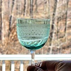 Antique Uranium Glass Wine Glasses 5 Set Green Victorian Champagne Mini Vaseline