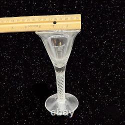 Antique Victorian Clear Spiral Twist Stem Wine Glasses Hand Blown Goblet Set 4