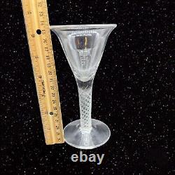 Antique Victorian Clear Spiral Twist Stem Wine Glasses Hand Blown Goblet Set 4