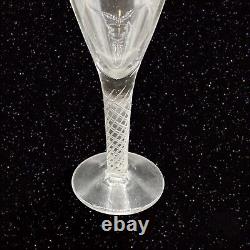 Antique Victorian Clear Spiral Twist Stem Wine Glasses Hand Blown Goblet Set 4