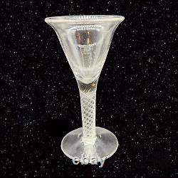 Antique Victorian Clear Spiral Twist Stem Wine Glasses Hand Blown Goblet Set 4