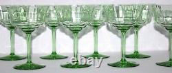 Apple Green Depression Glass Stems for Water-Wine-Champagne SET 8 Optic