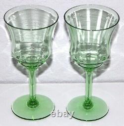 Apple Green Depression Glass Stems for Water-Wine-Champagne SET 8 Optic