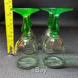 Art Deco Uranium/Vaseline Wine Glasses Set of 4 After Dinner Sherry Glasses 1930
