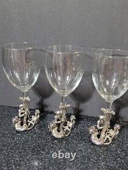 Arthur Court Safari Collection 3 Monkey Wine Glasses Cast Aluminum Lot of 3