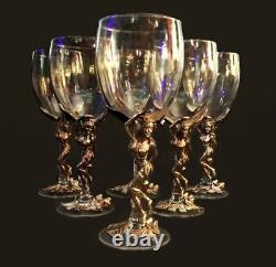 Arthur Court Winter Fairy wine glasses. Set of 6. Winged nymphs