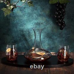 Artisanal Hand Painted Stemless Wine Glasses Set of 2 Extra Large Goblet