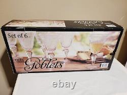 Artland Iris Clear Water Wine Goblet Glass 6 1/2 Bubble Set Of 6 Vintage New