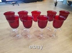 Authentic Morgantown Red Brilliant Water Goblet set of 9 glass wine glasses