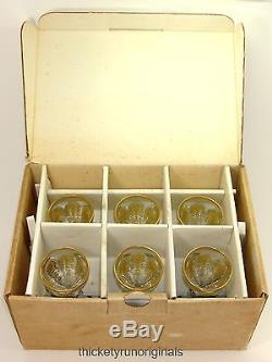 BACCARAT EMPIRE WINE GLASS 601-105 Gold Encrusted Set of Six in Original Box