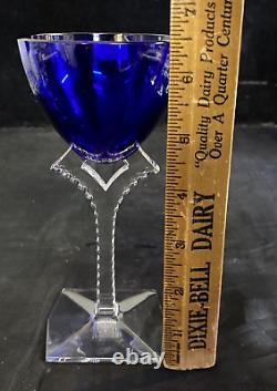 Baccarat Crystal Oxygene 6 1/2 Cobalt Blue Wine Glasses Set of 5 orig box