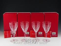 Baccarat France Crystal GENOVA 7.5 WINE WATER GOBLETS GLASSES Set 4 Mint Boxes