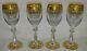 Baccarat France Prestige Set of 4 Claret Wine Stems Gold Embossed