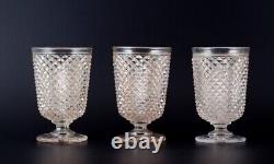 Baccarat, France, set of three Art Deco crystal wine glasses. 1930/40s