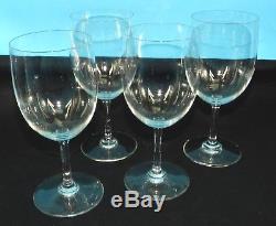 Baccarat French Crystal Set 4 Montaigne Non Optic 7 Clear Wine Glasses Larger