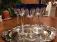 Baccarat Harcourt Cut Crystal Cobalt Blue And Clear Wine Glasses Set Of 6