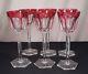 Baccarat Harcourt Cut Crystal Rhine Wine Glasses Rose Color Set of 6
