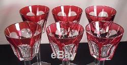 Baccarat Harcourt Cut Crystal Rhine Wine Glasses Rose Color Set of 6