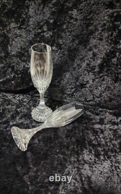 Baccarat Massena Crystal Champagne Wine Flutes Set of 2 Signed stemware glasses