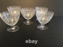 Baccarat Rohan Pattern Set of 5 Crystal Water Red Wine Glasses Goblets 4 In Tall