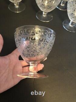 Baccarat Rohan Pattern Set of 5 Crystal Water Red Wine Glasses Goblets 4 In Tall