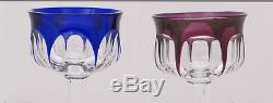 Baccarat chrystal Set of six colored Malmaison wine glasses. 7 1/2 H