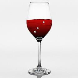 Barski European Sparkle Red Wine Glass-with Swarovski Diamonds-16oz-Set/4-Gift Box