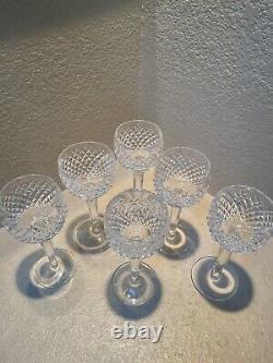 Beautiful Set of 6 Waterford Crystal Hock Wine Glasses Pattern Alana EUC