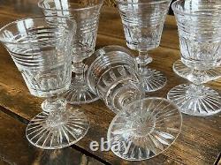 Beautiful Set of Six Antique Hand Cut Lead Crystal Rummers/Wine Glasses