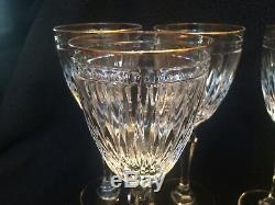 Beautiful Waterford Marquis Crystal Hanover, Gold Rim Wine Stems Set of 6