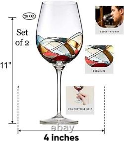 Bezrat Wine Gifts for Women 2 Wine Glasses & accessories Set Hand Painted