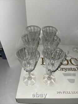 Block Olympic 24% Lead Crystal Wine Glasses 7 1/4 Square Bowl Set of 12