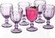 Blue Purple Goblet Wine Glasses 10.2 Oz. Set of 6 Vintage Octagon Design Glasswa