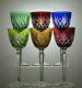 Bohemia Crystal Cut To Clear Wine Hock Glasses Set Of 6 7 3/4 Tall