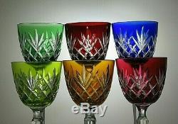 Bohemia Crystal Cut To Clear Wine Hock Glasses Set Of 6 7 3/4 Tall