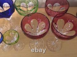 Bohemian Crystal Cut-to-Clear 18 Crystal Wine Glasses 2 Sizes