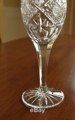 Bohemian Crystal wine glasses cut glass set 10 clear vintage 6.5 Czech