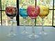 Bohemian Cut Crystal set of 4 Colorful Nachtmann Clear Cut Stem Wine Goblets