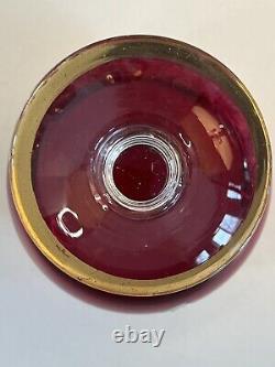 Bohemian Czech? 24K Gold Cranberry Ruby Red Brandy/Wine Glasses (5) MCM Vintage
