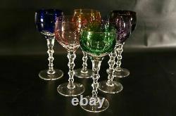 Bohemian Czech Crystal Cut To Clear Color wine Glasses Set Of 6
