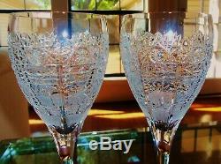 Bohemian Czech Vintage Crystal Queen Lace Large Wine Glass Hand Cut -set of 4
