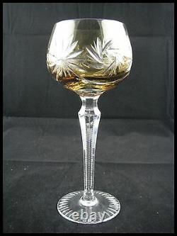 Bohemian Double Cut Crystal Roemer 6 Wine Glasses Colored Set Austria Vienne