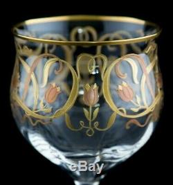 Bohemian Josephinenhütte Gold Wine Glasses, Set of (5), Tulip Design