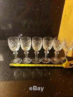 Brilliant Waterford Ireland Cut Crystal Powerscourt Wine Glasses Set of 6 Gothic