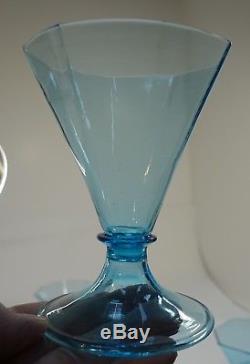 Bxart ANTIQUE SET 6 VENETIAN OCTAGONAL BEAKER WINE GLASSES Italy, SALVIATI